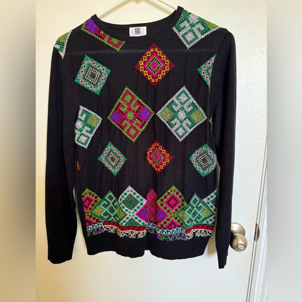 YAL New York Colorful Geometric Pattern Sweater ,M🦋